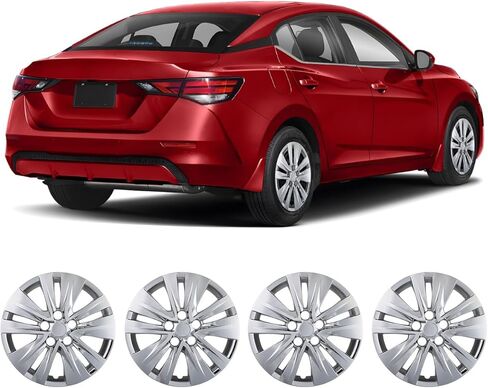 16 Inch Hubcaps Set of 4 Silver Lacquer Wheel Rims Cover R16 for Nissan Sentra 2020 2021 2022 2023 2024 2025, ABS & PC Material Wheel Covers Snap On Fit for Steel Wheels Auto Accessories (4-Packs) in Saudi Arabia