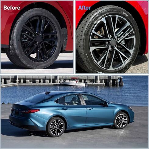 جلود عجلة 18 بوصة لسيارة Toyota Camry Hybrid 2025 2026، ABS + PC أغطية عجلات Hubcap مقاس 18 بوصة بديلة لـ 25 26 Camry Hybrid OEM #42611-AQ020/42611-AQ030 فضي وأسود لامع 4 قطع in Kuwait