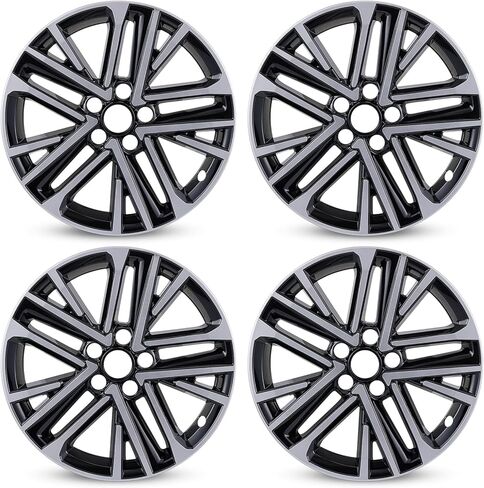 جلود عجلة 18 بوصة لسيارة Toyota Camry Hybrid 2025 2026، ABS + PC أغطية عجلات Hubcap مقاس 18 بوصة بديلة لـ 25 26 Camry Hybrid OEM #42611-AQ020/42611-AQ030 فضي وأسود لامع 4 قطع in Kuwait