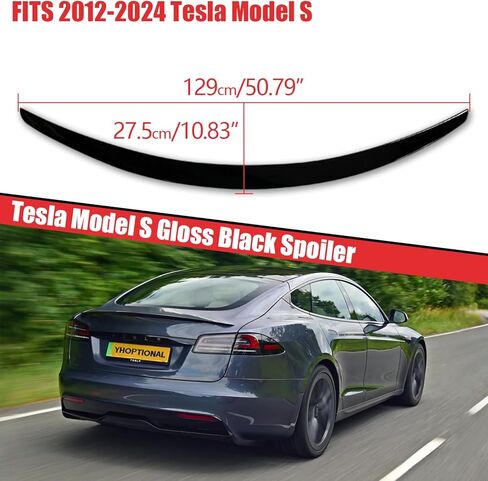 Rear Trunk Wing Spoiler for 2012-2024 Tesla Model S, Tesla Model S Spoiler Accessories (Gloss Black) in Saudi Arabia