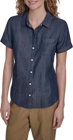 Nautica Women's Button Front Short Sleeve Camp Shirt in Saudi Arabia