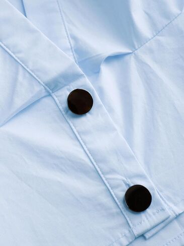 CIDER Shirts for Women Blouse Collar Button Down Shirt Mid-Length Sleeve Shirt with Cami Regular Fit Top Blue in Saudi Arabia