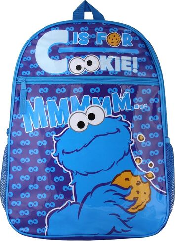 INTIMO Sesame Street Cookie Monster C حقيبة ظهر مزدوجة المقصورة لملفات تعريف الارتباط مقاس 16 بوصة in Kuwait