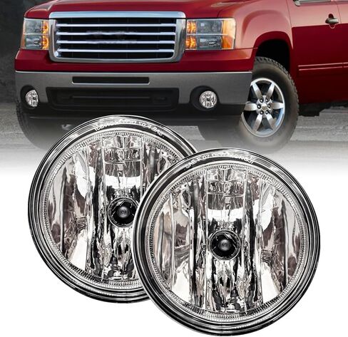 Fog Light Compatible with 2007-2013 GMC Sierra 1500, 2007-2014 Sierra 2500HD 3500HD Clear Lens Fog Lamps 880 12V 27W W/Bulbs Replacement GM2592161 GM25931611 in Saudi Arabia