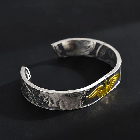 German Silver Coin Adjustable Bangle – Handmade 90% Silver Cuff Bracelet Inspired by 1935-1939 Coins, Double-Sided Antique Finish, Unisex Design for Men & Women in Saudi Arabia
