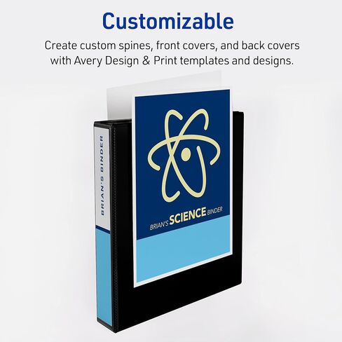 Avery Durable View 3 Ring Binders, 1.5 Inch Slant Rings, 375-Sheet Capacity, DuraHinge, 2.1 Inch Wide Spines, Customizable Clear Covers and Spines, Black Binders (12-Pack of 17021) in Saudi Arabia