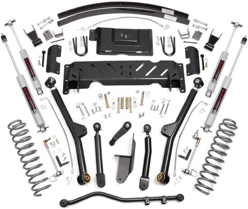 طقم رفع Rough Country 4.5 بوصة لسيارة جيب شيروكي XJ 1984-2001 | 2.5/4.0L - 61622 in Kuwait
