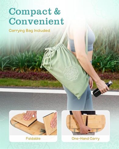 Hihealer Folding Bamboo Meditation Bench with Cushion & Carry Bag – Ergonomic Yoga and Prayer Stool for Comfort and Posture Support (Black) in Kuwait