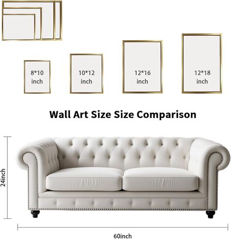 AIMAILON Vintage Gold Canvas Wall Art Framed Decor for Living Room - Home Decor Wall Prints Art Rustic Landscape Wall Art Wild Floral Botanical Pictures Wall Decor Artwork 8x10 in Saudi Arabia