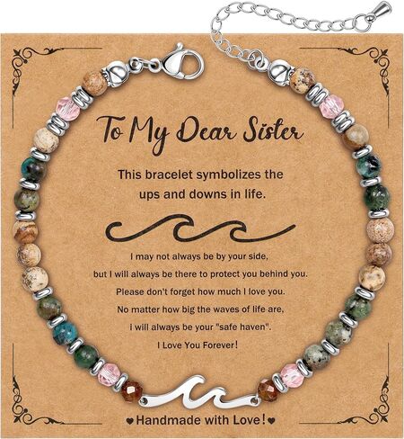 أساور موجة للنساء أساور الحجر الطبيعي تخزين المواد للنساء هدايا عيد ميلاد للمرأة عيد الميلاد تخزين المواد هدايا مجوهرات فريدة من نوعها لأمي أخت عاشق أفضل صديق in Kuwait