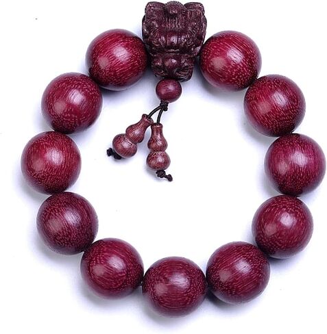 Zen Dear Unisex Natural Purpleheart Wood Japa Mala Beads Bracelet Tibetan Buddhist Mala Prayer Beads (20mm 12Beads Long's Head) in Kuwait
