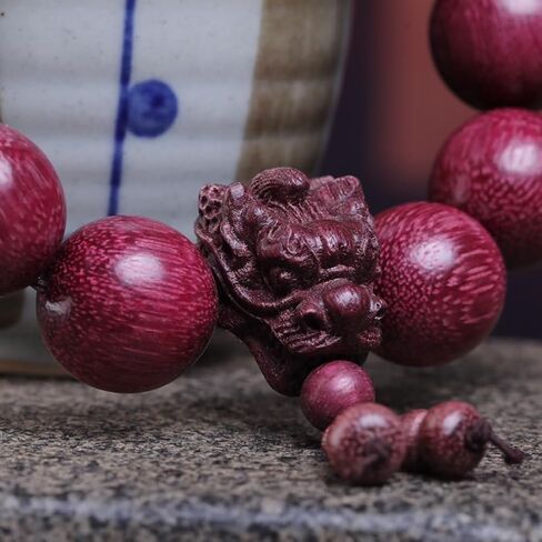 Zen Dear Unisex Natural Purpleheart Wood Japa Mala Beads Bracelet Tibetan Buddhist Mala Prayer Beads (20mm 12Beads Long's Head) in Kuwait