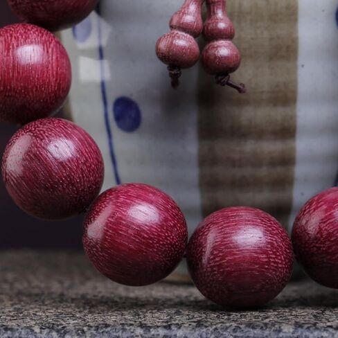 Zen Dear Unisex Natural Purpleheart Wood Japa Mala Beads Bracelet Tibetan Buddhist Mala Prayer Beads (20mm 12Beads Long's Head) in Kuwait