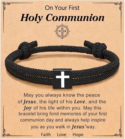 Baptism Bracelet Birthday Gifts for Teens, Cross Christian Bracelet with Adjustable Rope in Saudi Arabia