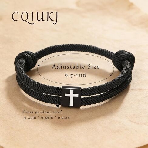 Baptism Bracelet Birthday Gifts for Teens, Cross Christian Bracelet with Adjustable Rope in Saudi Arabia