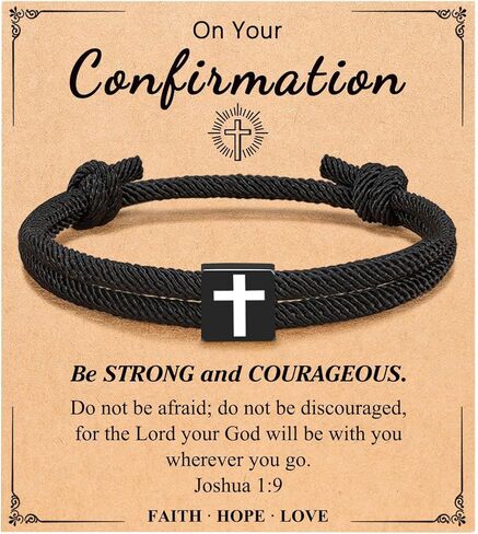 Baptism Bracelet Birthday Gifts for Teens, Cross Christian Bracelet with Adjustable Rope in Saudi Arabia