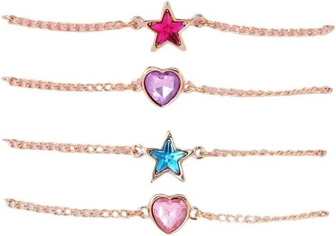 COLORFUL BLING Friendship Bracelets Shinning Heart Rhinestone Gold Beaded Stretch Bracelets for Women Y2K Aesthetic Star Charm Layered Chain Elastic Bracelet BFF Jewelry Set in Saudi Arabia