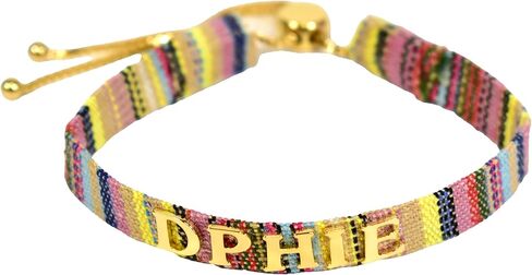 Sorority Shop Delta Phi Epsilon Bracelet — Multi-Color Woven Bracelet with Gold-plated Sorority Letters and Adjustable Clasp in Saudi Arabia