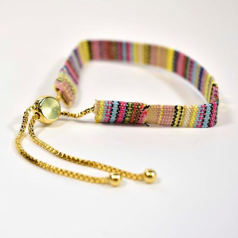 Sorority Shop Delta Phi Epsilon Bracelet — Multi-Color Woven Bracelet with Gold-plated Sorority Letters and Adjustable Clasp in Saudi Arabia