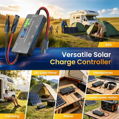 وحدة التحكم بالشحن بالطاقة الشمسية MPPT 12V 10A، مع شاشة LCD ومخرج Type-C/USB، متوافقة مع LiFePO4، AGM، بطاريات هلامية، تقنية صفر استنزاف البطارية للنظام الشمسي خارج الشبكة in Kuwait