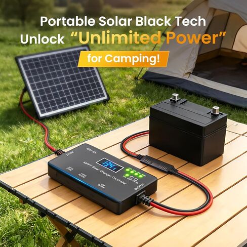 وحدة التحكم بالشحن بالطاقة الشمسية MPPT 12V 10A، مع شاشة LCD ومخرج Type-C/USB، متوافقة مع LiFePO4، AGM، بطاريات هلامية، تقنية صفر استنزاف البطارية للنظام الشمسي خارج الشبكة in Kuwait