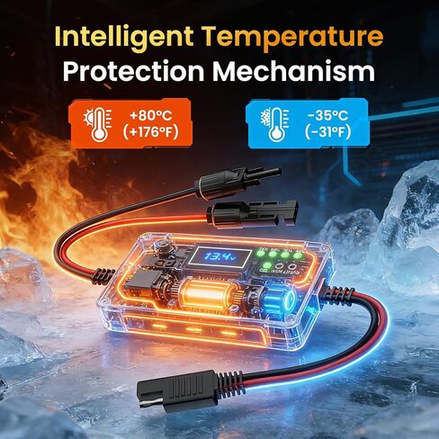 وحدة التحكم بالشحن بالطاقة الشمسية MPPT 12V 10A، مع شاشة LCD ومخرج Type-C/USB، متوافقة مع LiFePO4، AGM، بطاريات هلامية، تقنية صفر استنزاف البطارية للنظام الشمسي خارج الشبكة in Kuwait