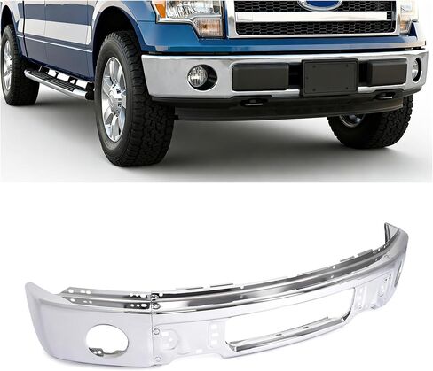 Front Bumper Face Bar Compatible with 2009-2014 Ford F-150 W/O Fog Light Holes Replacement for 9L3Z-17757-B FO1002411 Steel Chrome Silvery 3Pcs in Saudi Arabia