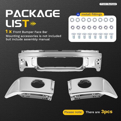 Front Bumper Face Bar Compatible with 2009-2014 Ford F-150 W/O Fog Light Holes Replacement for 9L3Z-17757-B FO1002411 Steel Chrome Silvery 3Pcs in Saudi Arabia
