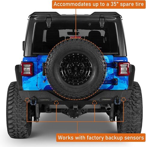 Hooke Road Rear Bumper for 2018-2026 Jeep Wrangler JL JLU (2/4 Doors), Offroad Back Bumper Built-in 2" Hitch Receiver, Upgraded D-rings, LED Lights in Saudi Arabia