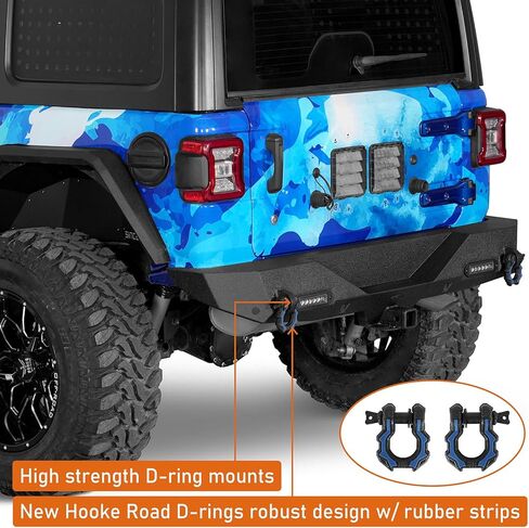 Hooke Road Rear Bumper for 2018-2026 Jeep Wrangler JL JLU (2/4 Doors), Offroad Back Bumper Built-in 2" Hitch Receiver, Upgraded D-rings, LED Lights in Saudi Arabia