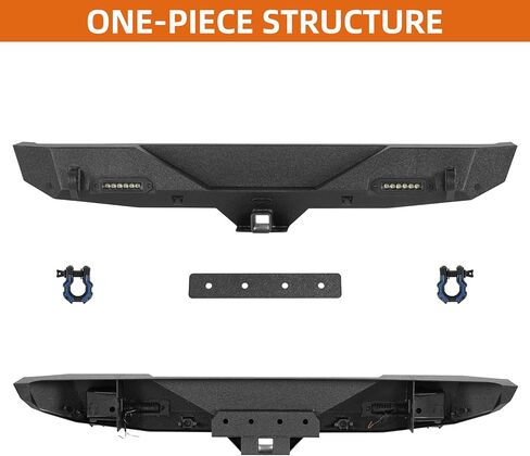 Hooke Road Rear Bumper for 2018-2026 Jeep Wrangler JL JLU (2/4 Doors), Offroad Back Bumper Built-in 2" Hitch Receiver, Upgraded D-rings, LED Lights in Saudi Arabia