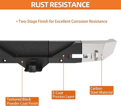 Hooke Road Rear Bumper for 2018-2026 Jeep Wrangler JL JLU (2/4 Doors), Offroad Back Bumper Built-in 2" Hitch Receiver, Upgraded D-rings, LED Lights in Saudi Arabia