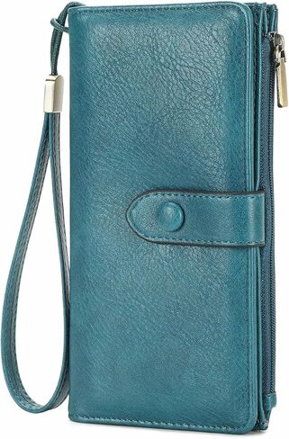 Wallet for Women, Slim Wallet Women RFID Wristlet Wallet Clutch Purse Large Capacity Credit Card Holder (Black) in Saudi Arabia