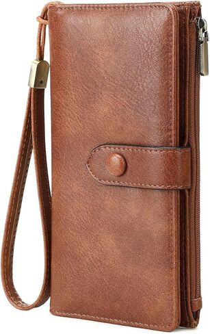 Wallet for Women, Slim Wallet Women RFID Wristlet Wallet Clutch Purse Large Capacity Credit Card Holder (Black) in Saudi Arabia