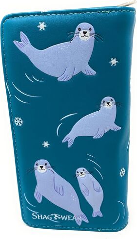 Shag Wear Seal Family Large Animal Wallet for Women and Teen Girls Vegan Faux Leather 7" Teal in Saudi Arabia