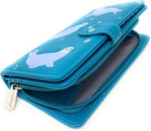 Shag Wear Seal Family Large Animal Wallet for Women and Teen Girls Vegan Faux Leather 7" Teal in Saudi Arabia