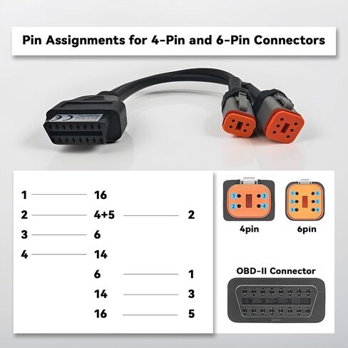 محول obd2 لـ Harleyy، 2 في 1 [4 Pin + 6 Pin] إلى كابل تشخيص الدراجة النارية 16 Pin، موصل أداة الماسح الضوئي الاحترافي لنماذج Softail وSportster in Saudi Arabia