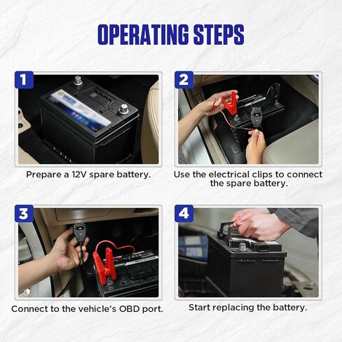 MR CARTOOL E50 obdii موفر ذاكرة السيارة 12 فولت كابل إمداد الطاقة في حالات الطوارئ مع مشبكين من التمساح in Kuwait