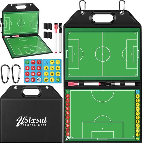 Wsixsui Magnetic Basketball Coaching Board | Foldable Leather Basketball Clipboard Kit for Coaches | Professional Basketball Tactic Board | Dry Erase Strategy Whiteboard | Carry Handle | Lightweight in Saudi Arabia