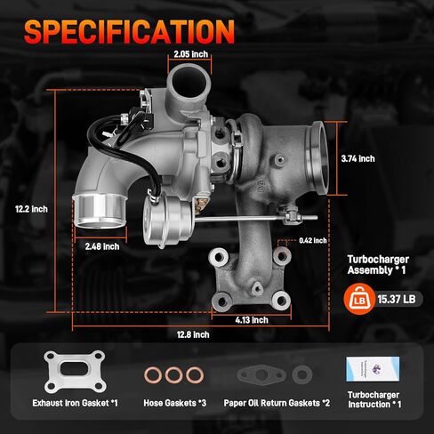 CJ5Z6K682C 2.0L Turbocharger Assembly with Gaskets Compatible with Ford Escape Focus Fusion Taurus 2013-2018, Lincoln MKC MKT MKZ 2013-2016, 2.0L Ecoboost L4, Replace # CJ5Z6K682F, CJ5Z6K682E in Saudi Arabia