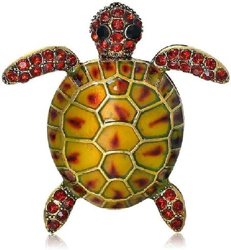 Handmade Women Rhinestone Turtle Brooches Pins Wedding Banquet Birthday Party Prom Costume Statement Jewelry Gift in Saudi Arabia