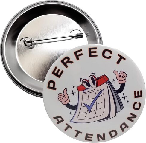 School Award pin: PERFECT ATTENDANCE AWARD - 2.25" pinback button for student recognition - pack of 10 in Kuwait