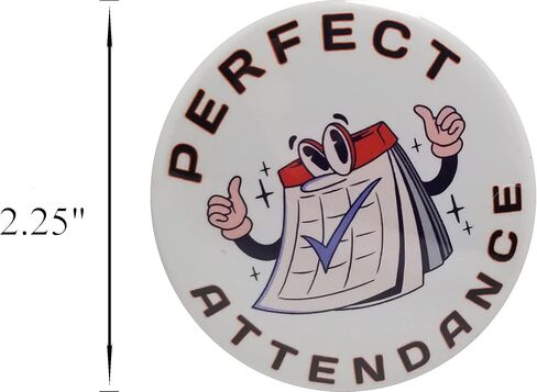School Award pin: PERFECT ATTENDANCE AWARD - 2.25" pinback button for student recognition - pack of 10 in Kuwait