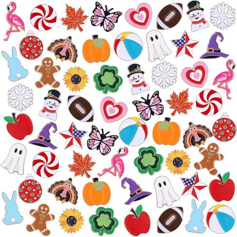Hoteam 60 Pcs Holiday Enamel Pins Bulk Seasonal Spring Summer Easter Trading Pin Bunny Butterfly Flamingo Sunflower Brooch Badge for Backpack Hat Clothes Party Favor Gift Decor in Saudi Arabia