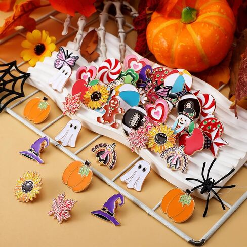 Hoteam 60 Pcs Holiday Enamel Pins Bulk Seasonal Spring Summer Easter Trading Pin Bunny Butterfly Flamingo Sunflower Brooch Badge for Backpack Hat Clothes Party Favor Gift Decor in Saudi Arabia