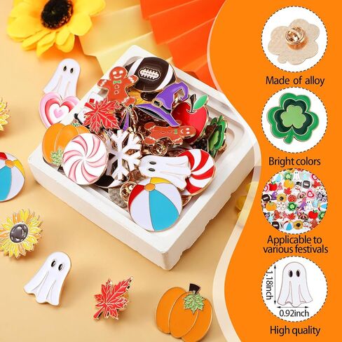Hoteam 60 Pcs Holiday Enamel Pins Bulk Seasonal Spring Summer Easter Trading Pin Bunny Butterfly Flamingo Sunflower Brooch Badge for Backpack Hat Clothes Party Favor Gift Decor in Saudi Arabia