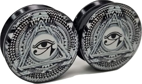 Eye of Horus Illuminati Ear Plugs - Acrylic Screw-On - 10 Sizes - *Pair* (0 Gauge (8mm)) in Saudi Arabia