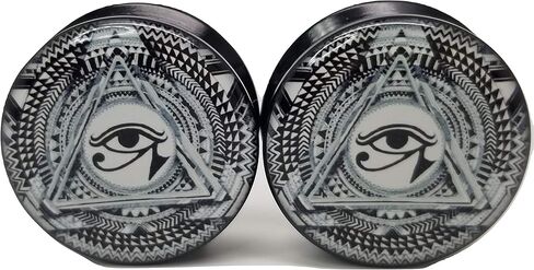Eye of Horus Illuminati Ear Plugs - Acrylic Screw-On - 10 Sizes - *Pair* (0 Gauge (8mm)) in Saudi Arabia