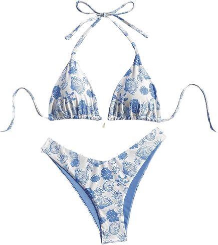 WDIRARA Women's 2 Piece Bikini Set Seashell Halter Triangle String Swimsuit High Cut Bathing Suit in Saudi Arabia