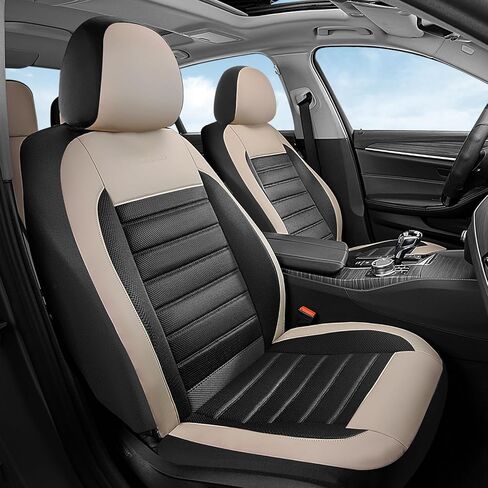 Coverado Car Seat Covers Full Set, Luxury Leather Car Seat Covers, Automotive Front and Rear Mesh Seat Covers, Full Set 5 Seats, Pink Black Seat Covers for SUV Sedan Truck in Saudi Arabia